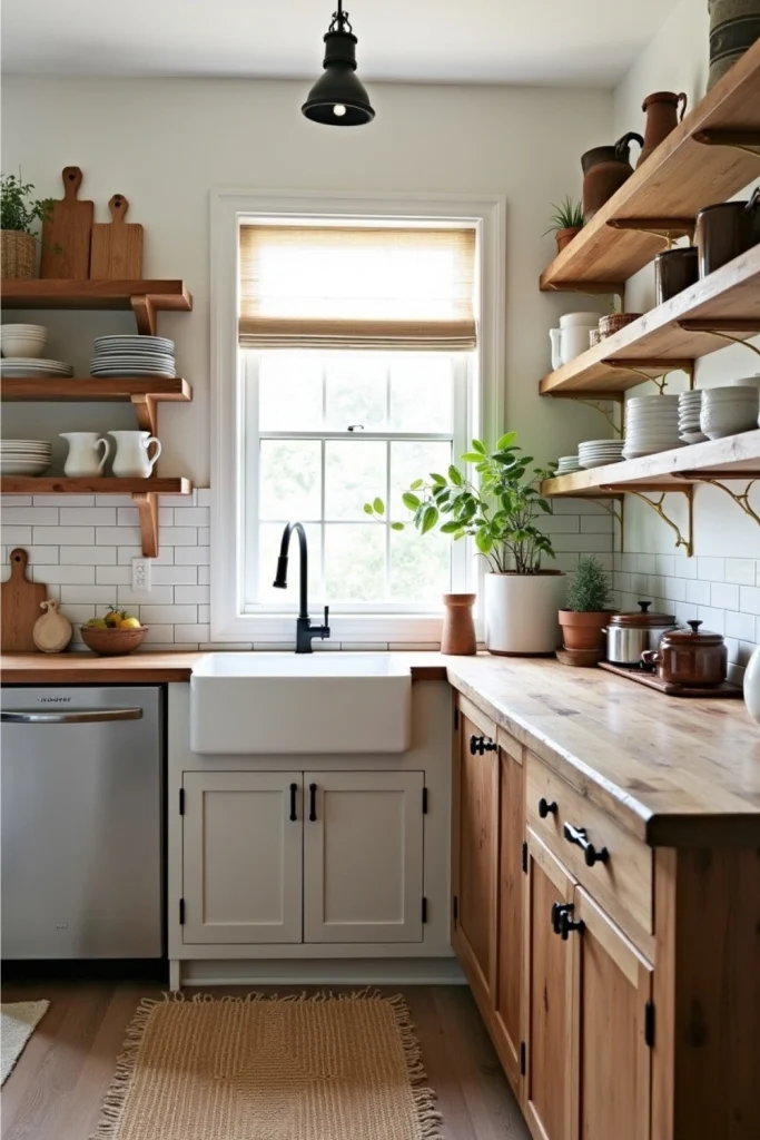 Rustic kitchen with wrought iron chandelier, Edison pendants, and warm, cozy ambient lighting.