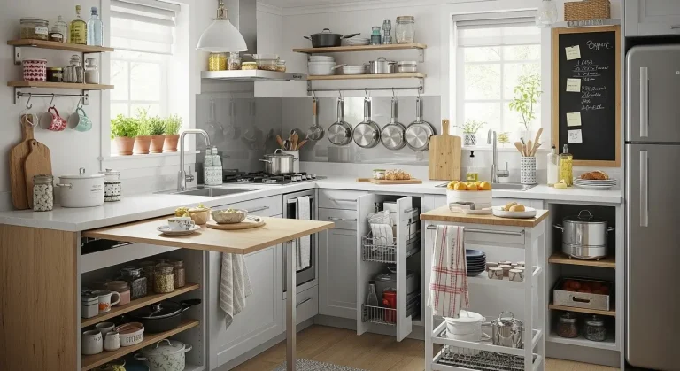 16 tiny kitchen design turned into a cute, clever mini–chef space