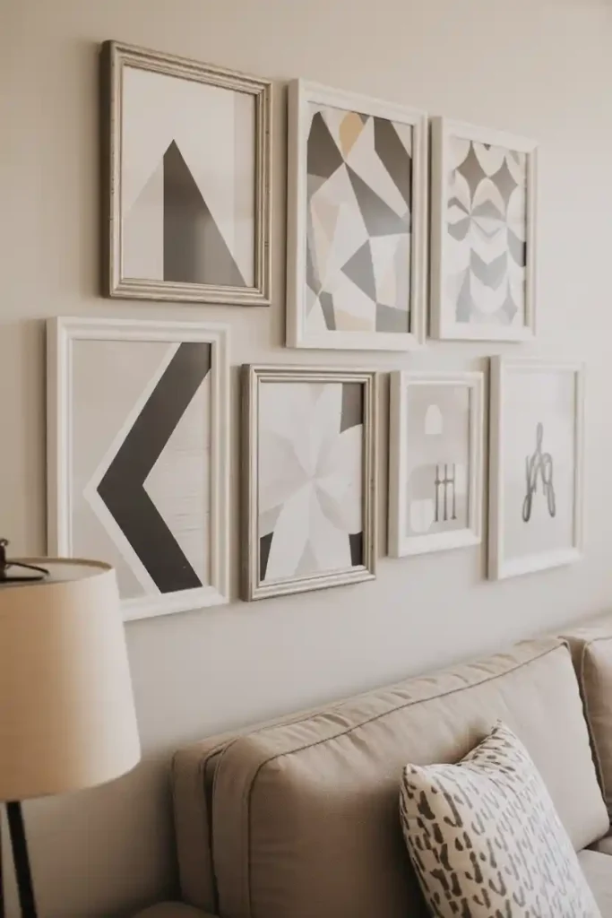 Dollar Tree wall art ideas using frames and simple painted designs